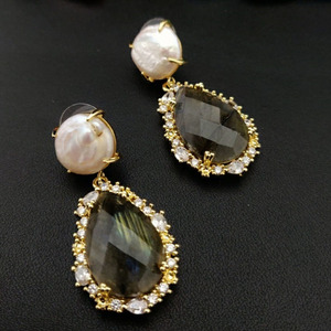 Pendientes de piedras preciosas naturales colgantes para mujer, joyería personalizada con logotipo, lapislázuli - Product Image 2