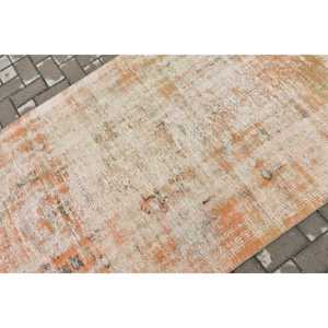 Tapis turc vintage, tapis d'appoint 3,8x7,3 pieds, tapis oriental orange et bleu - Product Image 5