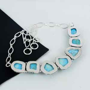 สร้อยคอเทอร์ควอยส์สีฟ้าทัมเบิลเครื่องประดับคริสตัลทำด้วยมือเงินสเตอร์ลิงของขวัญวันเกิดสำหรับผู้หญิง - Product Image 2