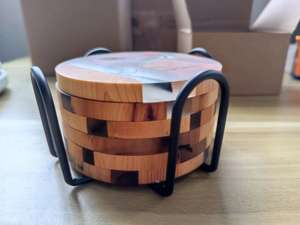 Juego de Posavasos de Madera Rústicos y Elegantes, Duraderos, para Proteger Mesas en el Hogar y el Trabajo - Product Image 5