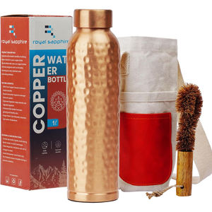 Approvisionnement d'usine Grande bouteille d'eau en cuivre pur ayurvédique martelée écologique pour boire - Product Image 1