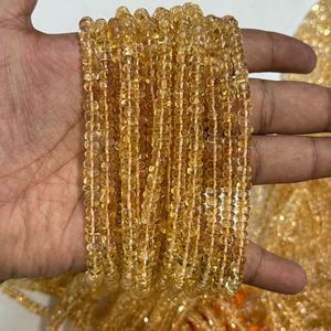 Citrine naturelle de 5 mm à 7 mm, perles rondes lisses de haute qualité, jaunes, pour la fabrication de bijoux - Product Image 3