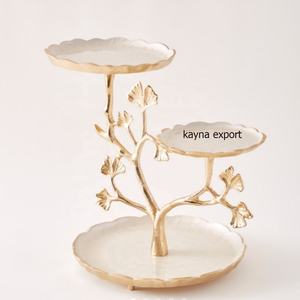 Tazón de Metal de 3 Niveles con Diseño Único en Dorado y Blanco - Estilo Moderno y Lujoso, Ecológico, Personalizable, Decoración Artística, Certificado CE/EU, Regreso a Clases - Product Image 1