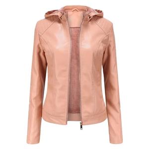2025 veste de moto d'hiver basique pour femmes avec sweat à capuche zippé en cuir véritable et veste en cuir PU pour vêtements d'extérieur - Product Image 6
