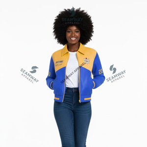 Chaqueta de Cuero PU Sigma Gamma Rho Lista para Enviar, Chaqueta Bomber de Cuero de Alta Calidad, Chaqueta Deportiva Estilo Universitario - Product Image 5