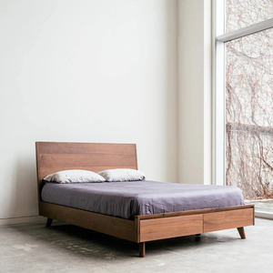 Joey <b>Bedroom</b> Made Of Solid Teak Wood High Quality with built-in storage drawers and classic mid-century Scandinavian design. - Product Image 4