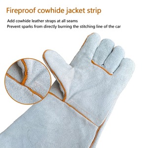 Guantes de trabajo de piel de vaca para hombre con agarre antideslizante duradero Guantes de soldadura largos Material de cuero firme - Product Image 5