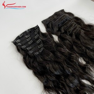 TENDENCIA CALIENTE Precio al por mayor Clip vietnamita en el cabello 100% Extensiones de cabello humano Cabello liso Color negro Fácil de usar - Product Image 5