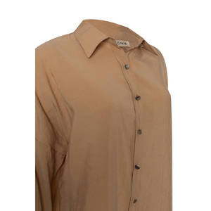 Camiseta sin mangas tipo túnica de popelina beige de corte holgado con detalle de botones - Product Image 1