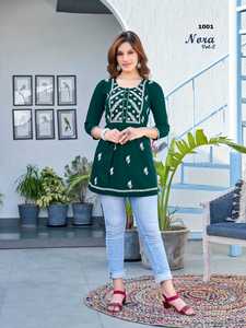 Vêtements fantaisie, très demandés, haut de gamme, qualité supérieure, kurta court en rayonne lourde avec broderie, fabricant d'Inde - Product Image 4