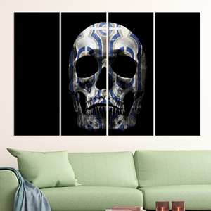 Art mural en verre orné de crânes : impression moderne sur toile sur le thème de l'horreur, lot de 4 toiles - Product Image 1
