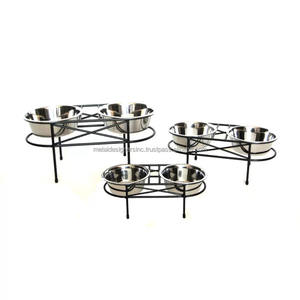 Estación de alimentación alta elevada de comedor doble de acero inoxidable moderna con 2 cuencos ovalados elegantes comederos para mascotas para gatos y perros - Product Image 1