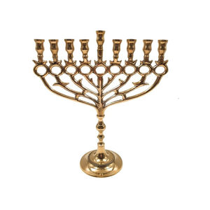 Wholesale <b>Gold</b> Finish Temple <b>Candle</b> Holder Modern 7 Branch Brass Menorah Candelabra For Home & Religious Decor Lowest Price - Product Image 2