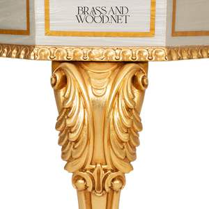 Mesa Auxiliar Octogonal de Lujo con Arte Floral Pintado a Mano y Patas Talladas con Hojas de Oro para Decoración Clásica de Sala de Estar - Product Image 4