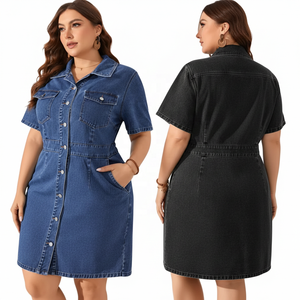 เดรสยีนส์ผู้หญิงไซส์ใหญ่ ความยาวระดับเข่า พร้อมบริการสั่งตัดไซส์และสีพิมพ์ลายตามต้องการ พร้อมตัวเลือกแบบซักฟอก - Product Image 2