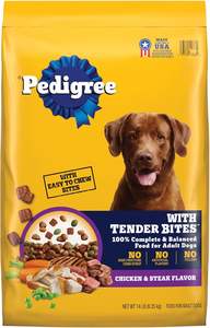 Pedigree avec bouchées tendres Nutrition complète Nourriture sèche pour chien adulte, saveur de poulet et de steak, 14 lb. Sac - Product Image 2