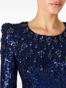 Articles de fête de luxe perlés à la main cristal sexy o-cou avec col en cristal robe de soirée de la fabrication - Product Image 6