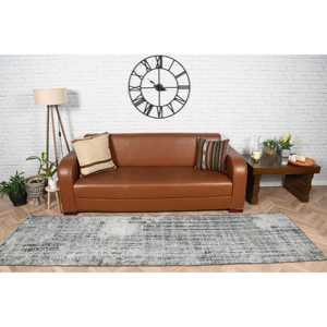 พรมวินเทจ, พรมวิ่งขนาด 2.6x9.3 ฟุต, พรมขนสัตว์สีเทาดำ - Product Image 1