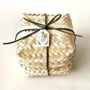 Sustainable zero waste eco friendly Christmas holiday packaging boxes bamboo woven gift box