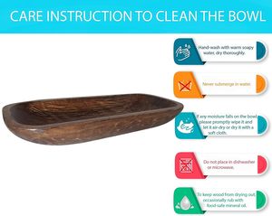 <b>Wooden</b> Dough <b>Bowl</b> Antique Walnut Reddish Brown Vintage, Long Dough <b>Bowl</b> <b>Large</b>, Centerpiece Wood <b>Bowl</b> L19 X W8 X H3 Inch - Product Image 5