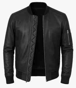 Custom Design Men Leather <b>Jacket</b> Stand Collar Slim Fit <b>Fleece</b> <b>Lining</b> Solid Color Street Wear Winter Season - Product Image 3
