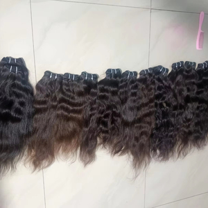 Extensiones de cabello humano de templo indio crudo Virgen sin procesar 100%, la mejor calidad, negro, directo de un donante, Color Natural para mujeres - Product Image 1
