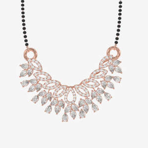 Women's 14K Gold Mangalsutra <b>Necklace</b> with Round & Pear Cut Moissanite Diamond Elegant and Luxurious - Product Image 5