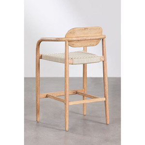 Taburete de Bar para Muebles de Exterior, Silla de Bar Moderna de Madera de Teca para Jardín, Cocina y Hogar - Eli - Product Image 2