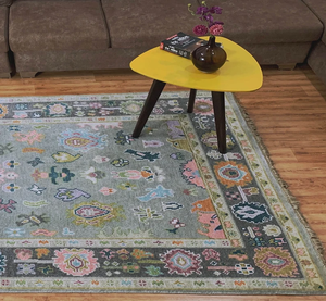 Elegante Alfombra Oushak de Lana Anudada a Mano, 4×6, 5×8, 6×9, 8×10, 9×12, 10×14, con Patrón Gris Vintage para Sala de Estar, Dormitorio, Comedor - Product Image 4