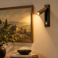 Lampe de lecture murale encastrée avec interrupteur poussoir, 360° °   Rotatif à 90° °   Lampe murale rectangulaire pliable moderne à LED