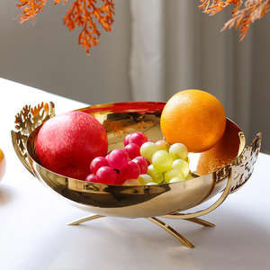 Tray metal decorative fruit bowl with stand for dining <b>table</b> kitchen home decor gift hotel restaurant serving display tray style - Product Image 5