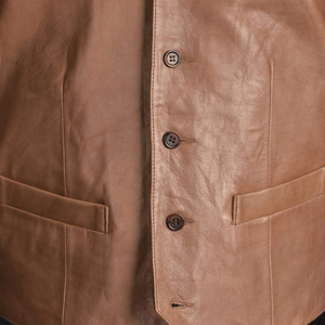 Chaleco personalizable de cuero sin mangas para hombre con chaqueta de invierno transpirable diseño OEM LOGO poliéster relleno chaleco - Product Image 3