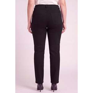 Pantalones de acero de gran tamaño, negros, con diseño de tubo y dobladillo. - Product Image 2