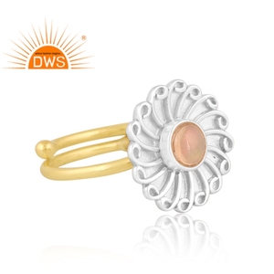 ล่าสุดทำด้วยมือ18พันชุบทองธรรมชาติเอธิโอเปียโอปอลพลอยดอกไม้ออกแบบแหวนซ้อน Demi ผู้ผลิตเครื่องประดับปรับ - Product Image 2