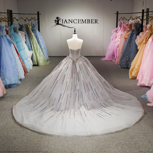 6960 Vestido de Quinceañera Gris Exquisito sin Tirantes con Apliques de Cristal y Cuentas Naturales Ecológicas, Largo hasta el Suelo, para Chicas de 15 Años - Product Image 4