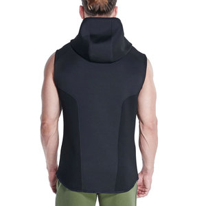 Pull à capuche sans manches en molleton 100% coton pour homme, haut d'entraînement brodé avec poche, course à pied, exercice d'hiver - Product Image 2