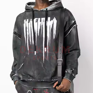 Sudadera con capucha desgastada del mejor diseño para la temporada de invierno Peso pesado Cómodo Manga completa Poliéster/Algodón Estampado sólido Invierno con capucha - Product Image 2