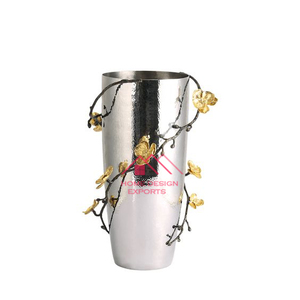 Decoración para sala de estar, jarrones de flores de mesa con diseño a rayas de Color dorado, decoración del hogar, jarrones de aluminio de alta calidad - Product Image 6