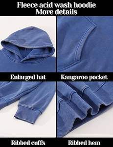 Sweat-shirts décontractés pour hommes en coton molletonné 100% respirant et écologique, couleur unie, coupe régulière, effet délavé - Product Image 2