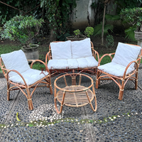 Ensemble de meubles d'extérieur en rotin naturel pour jardin, résistant aux intempéries, pour salon, maison, patio, complexe hôtelier, cour et parc - Vente en gros