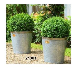 Maceta y maceta decorativas para exteriores de Metal clásico, juego de macetas galvanizadas para jardín de 2 piezas para el hogar - Product Image 1