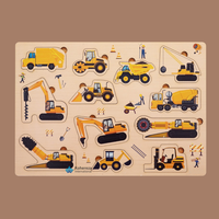 Puzzle interactif en MDF pour enfants Véhicule de construction Jouet éducatif stimulant le cerveau