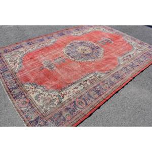 Alfombra de lana Bohemia clásica persa Vintage, retales rojo y azul, área grande de 7,3 'X 10,7 ', pasillo Rectangular para entrada, sala de estar, látex - Product Image 2