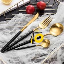 Juego de Cubiertos de Color Oro Real, Cubiertos de Plata para Bodas, Fabricantes de Juegos de Cubiertos Pulidos para Hoteles, Cubiertos de Acero Inoxidable - Product Image 5