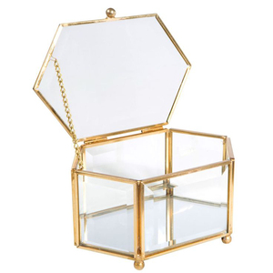 Boîte à bijoux décorative en verre de stockage de bijoux boîte à bijoux design attrayant boîte à bijoux en verre et laiton transparent à bas prix - Product Image 6