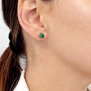 5-7mm Naturel Malachite Gemme 925 Boucles D'oreilles En Argent Sterling Classique Bijoux Faits À La Main avec Placage Or Cadeau En Vrac Pour Femmes - Product Image 5