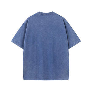 T-shirt rétro à épaules dénudées en coton 230g pour hommes et femmes à manches courtes délavé haut ample vêtements d'extérieur avec motif solide - Product Image 3