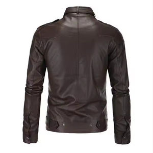 Chaqueta de Cuero PU de Moda para Hombre, Chaqueta de Motociclista de Alta Calidad con Cuello Alto, Ropa Exterior Informal Moderna, Venta al Por Mayor OEM - Product Image 3