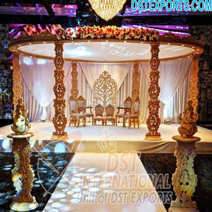 Triveni Ornate Carved <b>Wooden</b> Pillar Wedding Mandap Maharani Wedding Triple <b>Pole</b> Vidhi Mandap Grand Wedding Ceremony Mandap UK - Product Image 5