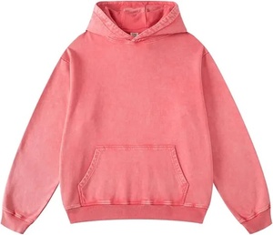 Sweat à capuche unisexe délavé à l'acide en coton polaire brodé en gros sweat à capuche d'hiver imprimé de créateur hommes femmes épaule tombante - Product Image 1